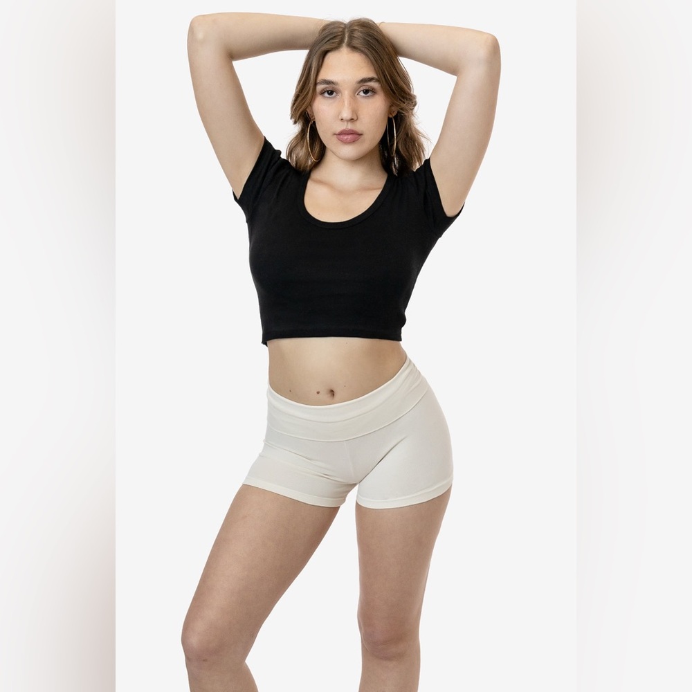 Los Angeles Apparel Black Cotton baby rib Top size Xs women made in USA